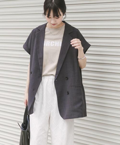 ITEMS URBANRESEARCH（アイテムズ アーバンリサーチ）の「『洗濯可』SMOOTH LINEN TOUCH ジレ（ダウンベスト・レディース・チャコールグレー/ベージュ/ブラウン・FREE）」の4枚目の写真