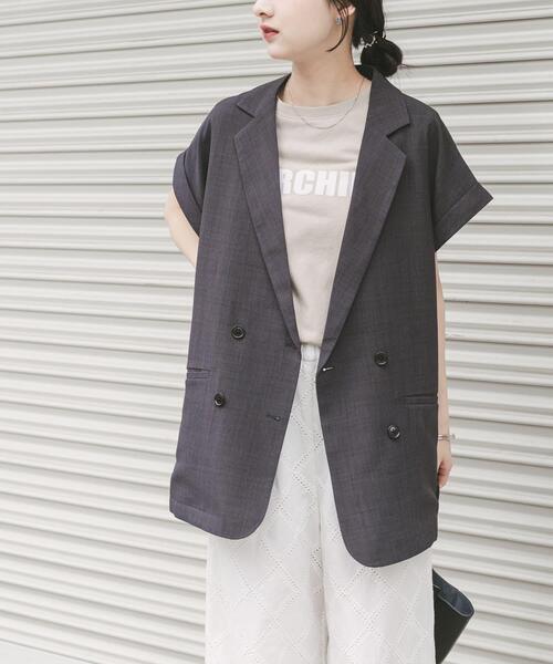 ITEMS URBANRESEARCH（アイテムズ アーバンリサーチ）の「『洗濯可』SMOOTH LINEN TOUCH ジレ（ダウンベスト・レディース・チャコールグレー/ベージュ/ブラウン・FREE）」の5枚目の写真