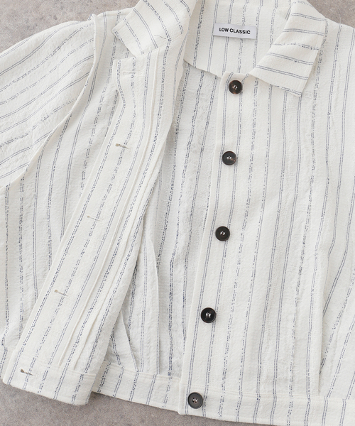 LOW CLASSIC（ロウ　クラシック）の「【LOW CLASSIC/ロウ クラシック】 STRIPE PINCHED SHIRT JACKET（その他アウター・レディース・アイボリー・MEDIUM）」の6枚目の写真