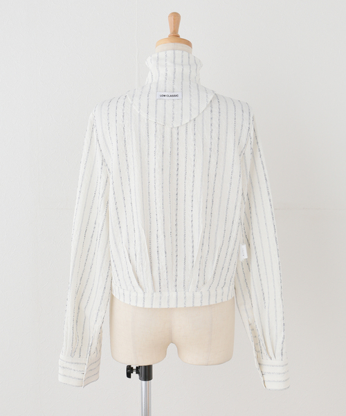 LOW CLASSIC（ロウ　クラシック）の「【LOW CLASSIC/ロウ クラシック】 STRIPE PINCHED SHIRT JACKET（その他アウター・レディース・アイボリー・MEDIUM）」の8枚目の写真