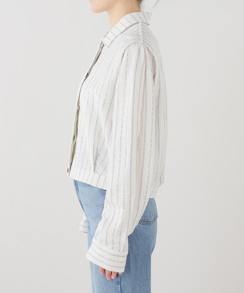 LOW CLASSIC（ロウ　クラシック）の「【LOW CLASSIC/ロウ クラシック】 STRIPE PINCHED SHIRT JACKET（その他アウター・レディース・アイボリー・MEDIUM）」の13枚目の写真