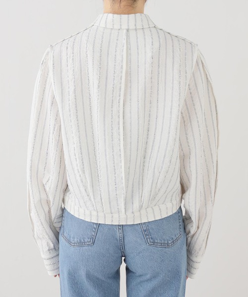 LOW CLASSIC（ロウ　クラシック）の「【LOW CLASSIC/ロウ クラシック】 STRIPE PINCHED SHIRT JACKET（その他アウター・レディース・アイボリー・MEDIUM）」の14枚目の写真