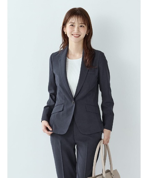 Perfect Suit FActory（パーフェクトスーツファクトリー）の「カラミメッシュ　シングルジャケット　Ｃ.グレー/ネイビー（スーツジャケット・レディース・チャコールグレー/ネイビー・LL/M/L）」の2枚目の写真