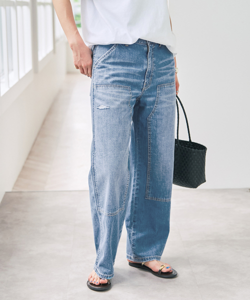 Spick & Span（スピックアンドスパン）の「5 1/2 8oz W-KNEE DENIM（デニムパンツ・レディース・サックスブルー/ホワイト・27/28）」の12枚目の写真