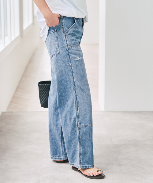 Spick & Span（スピックアンドスパン）の「5 1/2 8oz W-KNEE DENIM（デニムパンツ・レディース・サックスブルー/ホワイト・27/28）」の13枚目の写真