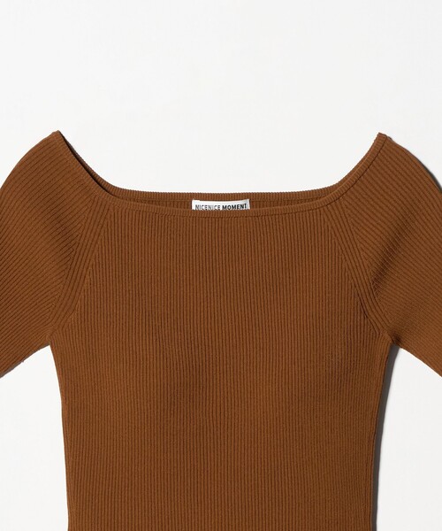 NICENICE MOMENT(ナイスナイスモーメント)の「<NICENICE MOMENT>オープンショルダー ニットTシャツ(その他アンダーウェア/インナー・レディース・ホワイト/ブラウン系/ブラック・FREE)」の5枚目の写真