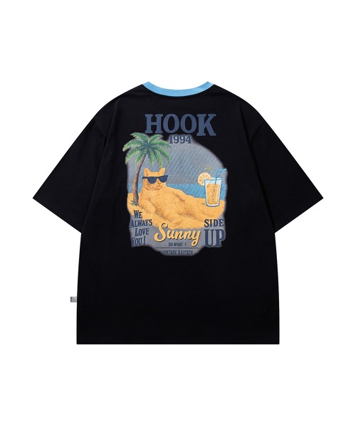 HOOK(フック)の「HOOK -original- サングラスキャットビーチプリントTシャツ(Tシャツ/カットソー・メンズ・ホワイト/ブラック・L/XL/M)」の4枚目の写真
