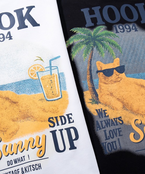 HOOK(フック)の「HOOK -original- サングラスキャットビーチプリントTシャツ(Tシャツ/カットソー・メンズ・ホワイト/ブラック・L/XL/M)」の9枚目の写真