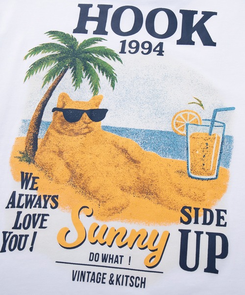 HOOK(フック)の「HOOK -original- サングラスキャットビーチプリントTシャツ(Tシャツ/カットソー・メンズ・ホワイト/ブラック・L/XL/M)」の11枚目の写真