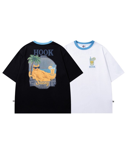 HOOK(フック)の「HOOK -original- サングラスキャットビーチプリントTシャツ(Tシャツ/カットソー・メンズ・ホワイト/ブラック・L/XL/M)」の17枚目の写真