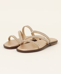 【ITALIAN SHOEMAKERS】ラインストーンストラップフラットサンダル (92342T)