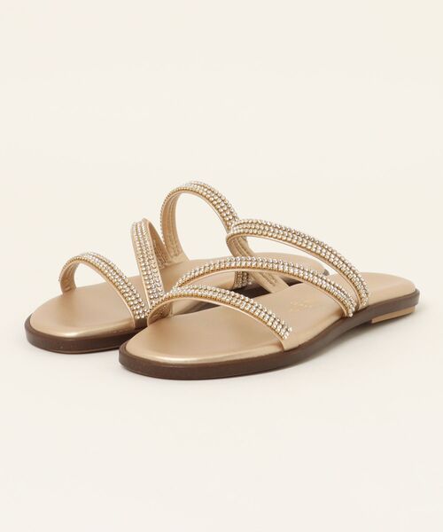 inter-chaussures(インターショシュール)の「【ITALIAN SHOEMAKERS】ラインストーンストラップフラットサンダル (92342T)(サンダル・レディース・シルバー/ゴールド・35/36/37/38)」の2枚目の写真
