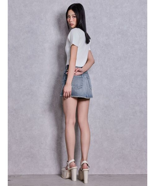 GYDA(ジェイダ)の「Symmetry GYDAハーフスリーブポロニットトップス(Tシャツ/カットソー・レディース・オフホワイト/その他1/ブラック・FREE)」の11枚目の写真