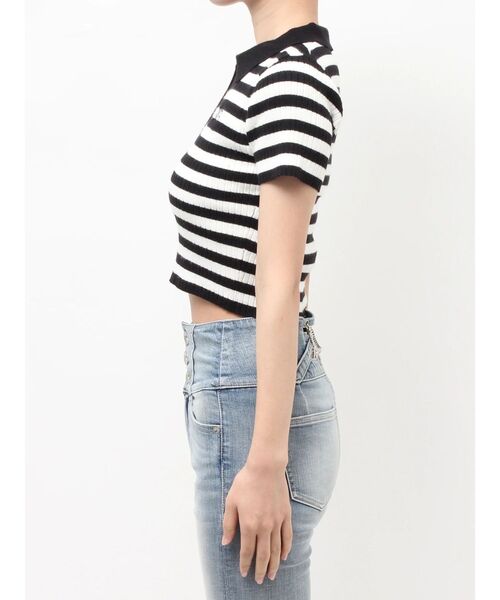GYDA(ジェイダ)の「Symmetry GYDAハーフスリーブポロニットトップス(Tシャツ/カットソー・レディース・オフホワイト/その他1/ブラック・FREE)」の18枚目の写真