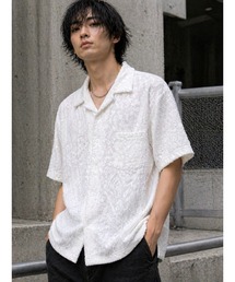 【Bls】 【ZM】【Bling Leads】パイル生地 半袖レオパード柄シャツ