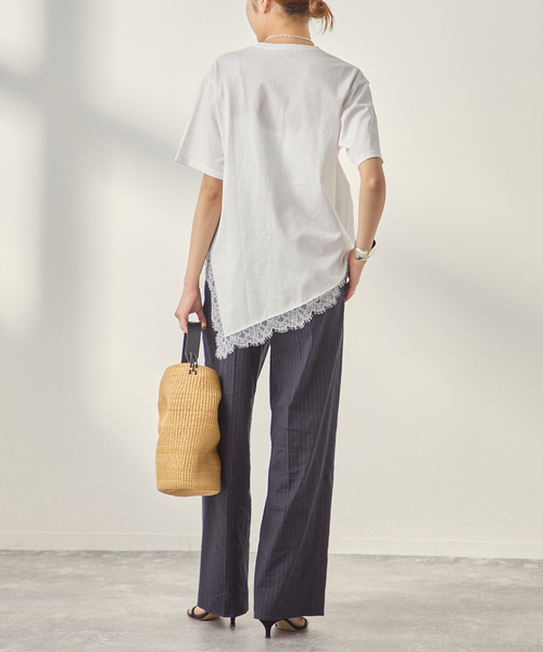 journal standard L'essage（ジャーナルスタンダードレサージュ）の「レースイレギュラーヘムTシャツ（Tシャツ/カットソー・レディース・ブラウン/グレー/アイボリー・FREE）」の15枚目の写真