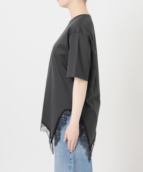 journal standard L'essage（ジャーナルスタンダードレサージュ）の「レースイレギュラーヘムTシャツ（Tシャツ/カットソー・レディース・ブラウン/グレー/アイボリー・FREE）」の22枚目の写真
