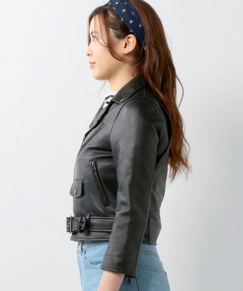 Jewel Changes（ジュエルチェンジズ）の「【CLASSY. 掲載】〓★JCUR レザー ダブルライダース ジャケット（ライダースジャケット・レディース・ブラック・36/38）」の9枚目の写真