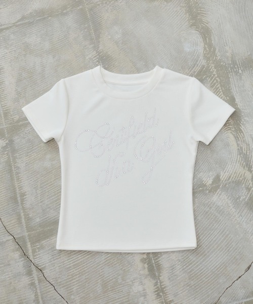 d.i.a.（ダイヤ）の「ラインストーンフィットTシャツ（Tシャツ/カットソー・レディース・グレー/ホワイト/カーキ/ブラック・FREE）」の20枚目の写真