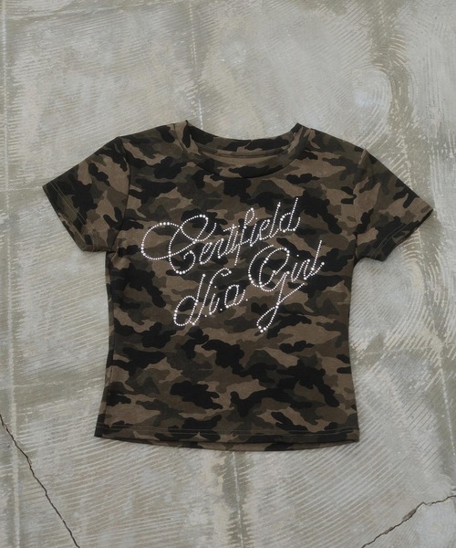 d.i.a.（ダイヤ）の「ラインストーンフィットTシャツ（Tシャツ/カットソー・レディース・グレー/ホワイト/カーキ/ブラック・FREE）」の11枚目の写真