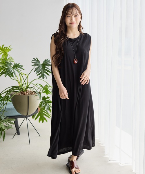 BIRTHDAY BASH(バースデイバッシュ)の「【冷感接触】ZIP STRAP I LINE DRESS(ワンピース・レディース・ブラック/ベージュ/ブルー/レッド・FREE)」の2枚目の写真