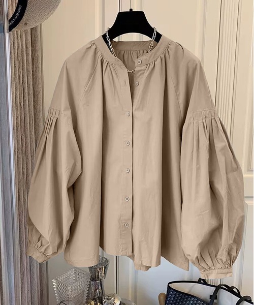 BLANC FICELLE(ブランフィセル)の「バルーンスリーブ シャツ(シャツ/ブラウス・レディース・KHAKI/Black/White・M/L)」の3枚目の写真