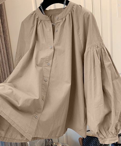 BLANC FICELLE(ブランフィセル)の「バルーンスリーブ シャツ(シャツ/ブラウス・レディース・KHAKI/Black/White・M/L)」の7枚目の写真