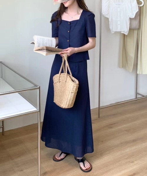 FAVORITO(ファヴォリート)の「半袖トップススカートセットアップ(セットアップ・レディース・ネイビー/パープル/ベージュ・F)」の12枚目の写真