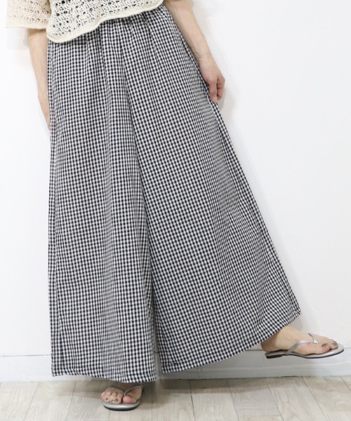 DISKEEN SURE（ディスキーンシュアー）の「大人の夏の定番！ギンガムチェックワイドパンツ（その他パンツ・レディース・ブラック×ベージュ/ブラック×ホワイト・LARGE/MEDIUM）」の3枚目の写真