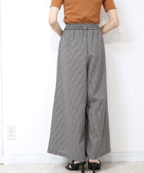 DISKEEN SURE（ディスキーンシュアー）の「大人の夏の定番！ギンガムチェックワイドパンツ（その他パンツ・レディース・ブラック×ベージュ/ブラック×ホワイト・LARGE/MEDIUM）」の5枚目の写真