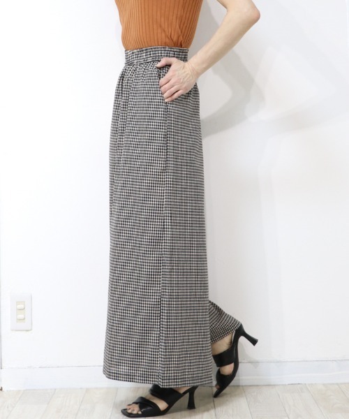 DISKEEN SURE（ディスキーンシュアー）の「大人の夏の定番！ギンガムチェックワイドパンツ（その他パンツ・レディース・ブラック×ベージュ/ブラック×ホワイト・LARGE/MEDIUM）」の7枚目の写真