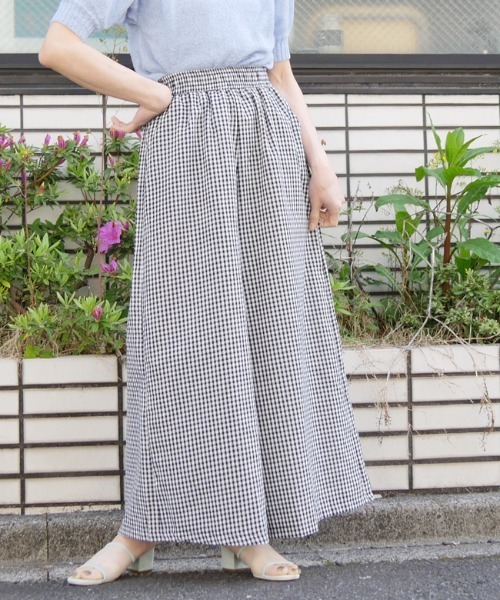 DISKEEN SURE（ディスキーンシュアー）の「大人の夏の定番！ギンガムチェックワイドパンツ（その他パンツ・レディース・ブラック×ベージュ/ブラック×ホワイト・LARGE/MEDIUM）」の8枚目の写真
