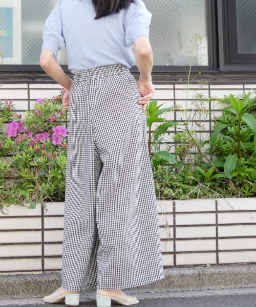 DISKEEN SURE（ディスキーンシュアー）の「大人の夏の定番！ギンガムチェックワイドパンツ（その他パンツ・レディース・ブラック×ベージュ/ブラック×ホワイト・LARGE/MEDIUM）」の9枚目の写真