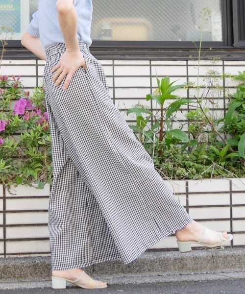 DISKEEN SURE（ディスキーンシュアー）の「大人の夏の定番！ギンガムチェックワイドパンツ（その他パンツ・レディース・ブラック×ベージュ/ブラック×ホワイト・LARGE/MEDIUM）」の10枚目の写真