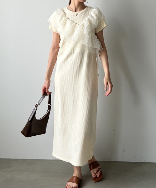 Bab(バブ)の「【再登場・選べるサイズ展開】アシメフリルドッキングワンピース(ワンピース・レディース・ライトグレー/アイボリー/ブラック・S/M)」の15枚目の写真