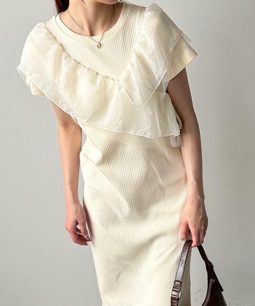 Bab(バブ)の「【再登場・選べるサイズ展開】アシメフリルドッキングワンピース(ワンピース・レディース・ライトグレー/アイボリー/ブラック・S/M)」の16枚目の写真