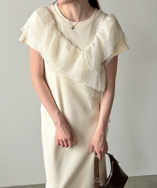 Bab(バブ)の「【再登場・選べるサイズ展開】アシメフリルドッキングワンピース(ワンピース・レディース・ライトグレー/アイボリー/ブラック・S/M)」の14枚目の写真