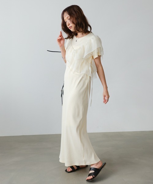 Bab(バブ)の「【再登場・選べるサイズ展開】アシメフリルドッキングワンピース(ワンピース・レディース・ライトグレー/アイボリー/ブラック・S/M)」の8枚目の写真