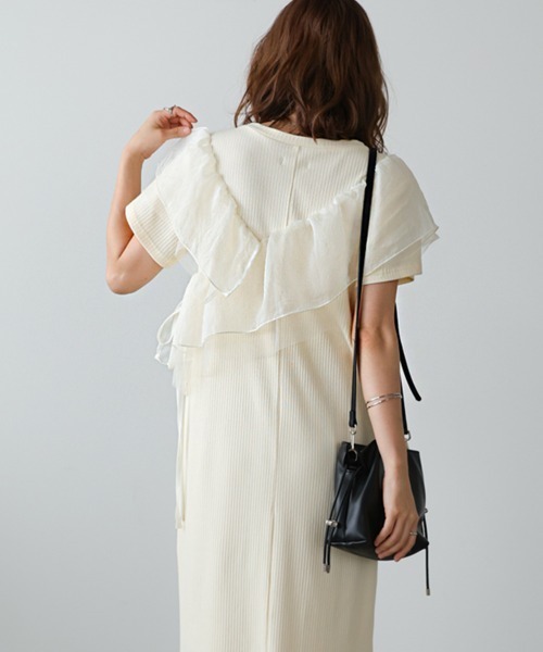 Bab(バブ)の「【再登場・選べるサイズ展開】アシメフリルドッキングワンピース(ワンピース・レディース・ライトグレー/アイボリー/ブラック・S/M)」の11枚目の写真