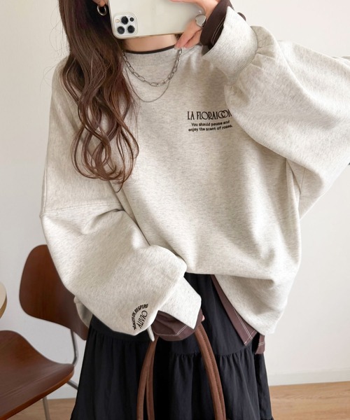 Java（ジャバ）の「《JaVaジャバコラボ》着るだけでレイヤード上級者！配色刺繍レイヤード風オーバーサイズ裏起毛プルオーバー（スウェット・レディース・グレー/ネイビー/グレイッシュベージュ/オートミール・LARGE/MEDIUM/X-LARGE/SMALL）」の16枚目の写真