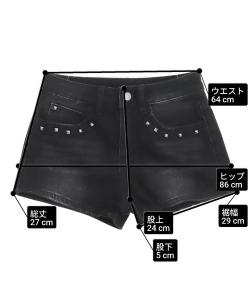 ANAP(アナップ)の「スタッズデザイン加工デニムショートパンツ(その他パンツ・レディース・ブラック/ブルー・M/S)」の15枚目の写真