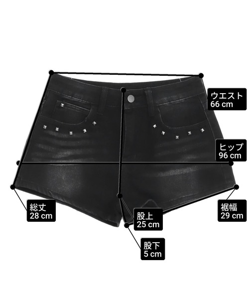 ANAP(アナップ)の「スタッズデザイン加工デニムショートパンツ(その他パンツ・レディース・ブラック/ブルー・M/S)」の16枚目の写真