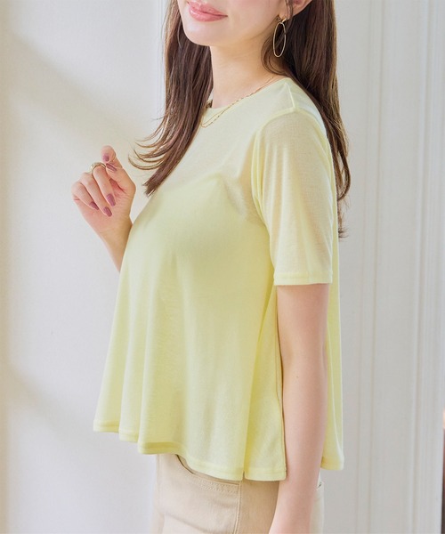 KOBE LETTUCE（コウベレタス）の「シアードレープ半袖Tシャツ（Tシャツ/カットソー・レディース・ピンク/ダークブラウン/オフホワイト/ブラック/イエロー・M）」の4枚目の写真
