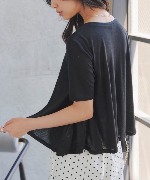 KOBE LETTUCE（コウベレタス）の「シアードレープ半袖Tシャツ（Tシャツ/カットソー・レディース・ピンク/ダークブラウン/オフホワイト/ブラック/イエロー・M）」の8枚目の写真