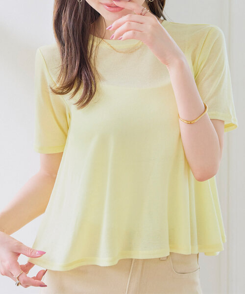 KOBE LETTUCE（コウベレタス）の「シアードレープ半袖Tシャツ（Tシャツ/カットソー・レディース・ピンク/ダークブラウン/オフホワイト/ブラック/イエロー・M）」の21枚目の写真