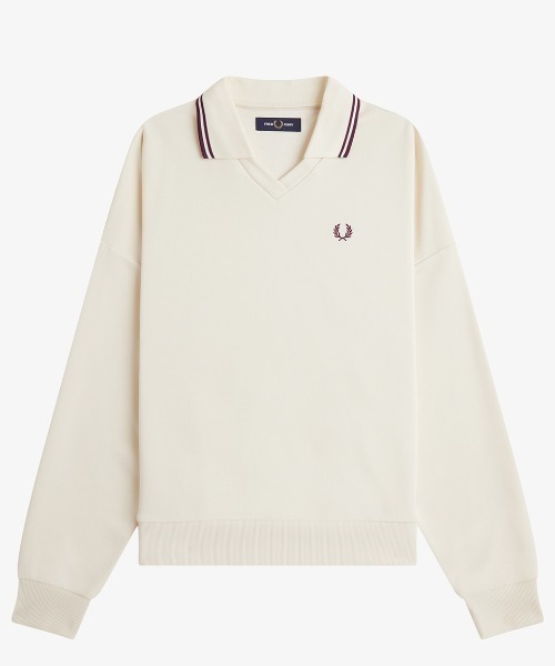 FRED PERRY(フレッドペリー)の「Tipped Open Collar Sweatshirt/ティップドオープンカラースウェット(スウェット・レディース・ベージュ/ネイビー・10)」の12枚目の写真
