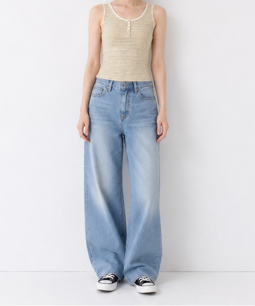 Chiina(チーナ)の「【Chiina】ヘンリーネック コンパクトボーダータンクトップ(タンクトップ・レディース・ネイビー/イエロー/ホワイト・FREE)」の9枚目の写真