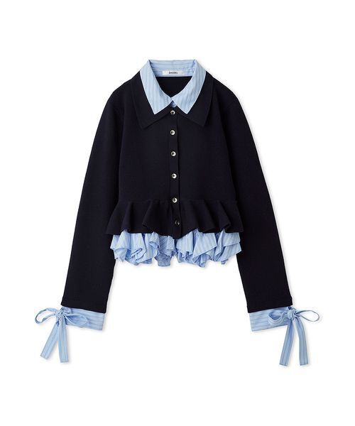 SNIDEL（スナイデル）の「【多色展開】ボリュームフリルペプラムカーディガン（カーディガン/ボレロ・レディース・グレー/レッド/ブラウン/ネイビー/ブラック・F）」の4枚目の写真