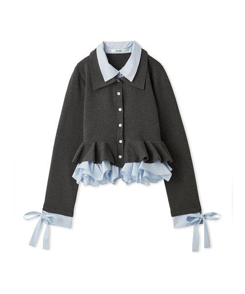 SNIDEL(スナイデル)の「【多色展開】ボリュームフリルペプラムカーディガン(カーディガン/ボレロ・レディース・グレー/レッド/ブラウン/ネイビー/ブラック・F)」の21枚目の写真