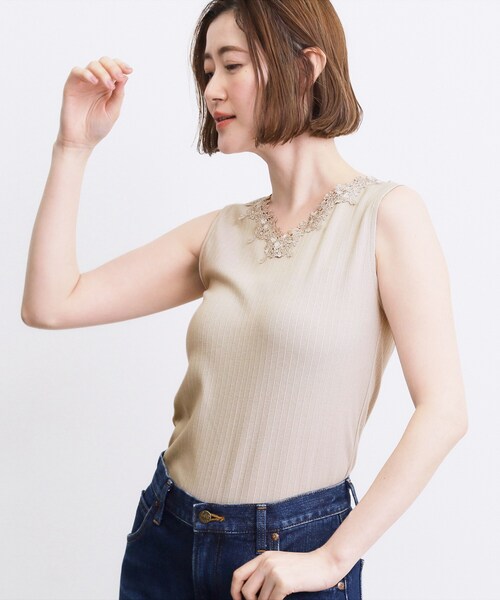 grove(グローブ)の「【抗菌防臭】2WAYレースタンク(タンクトップ・レディース・オフホワイト/ブラック/ナチュラル・04/01/03/02/05)」の3枚目の写真